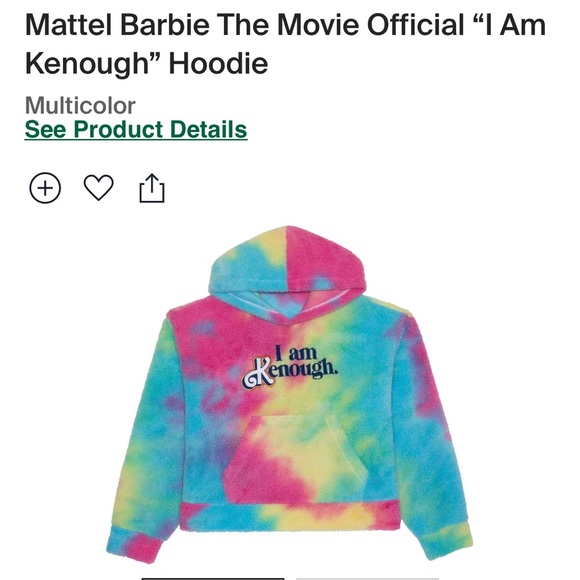 Barbie Mattel Creations I Am Kenough Fleece Tie Dye Hoodie - Picture 6 of 12
